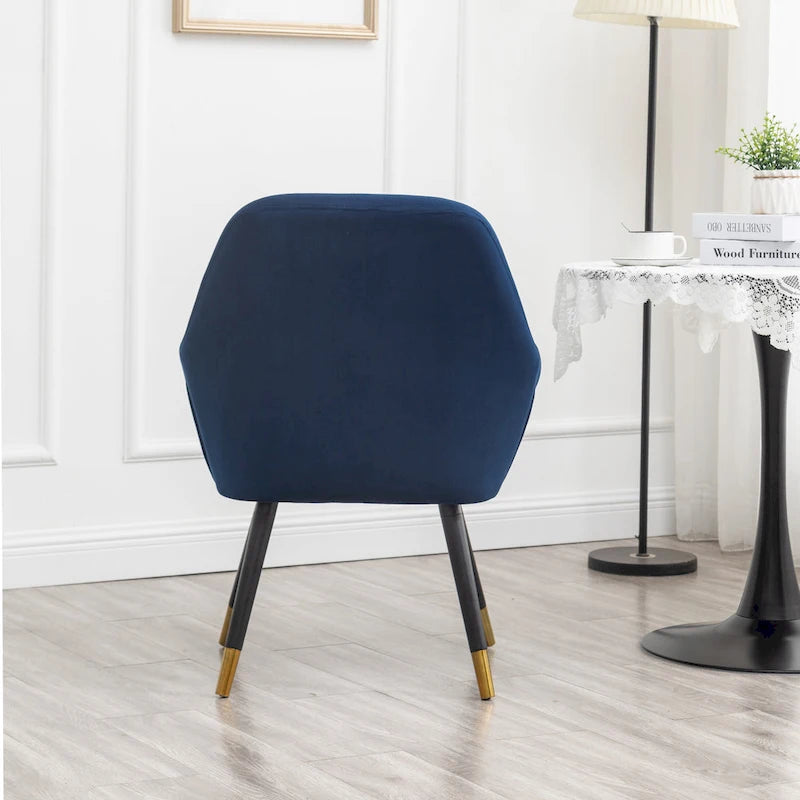 Velvet Barrel Accent Chair with Solid Wood Legs