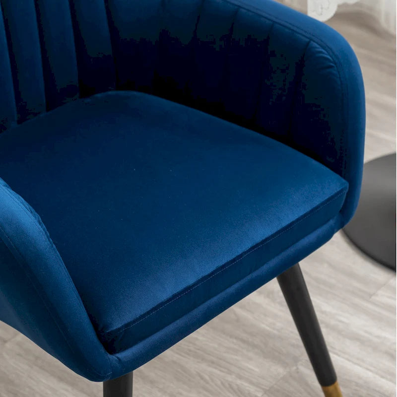 Velvet Barrel Accent Chair with Solid Wood Legs
