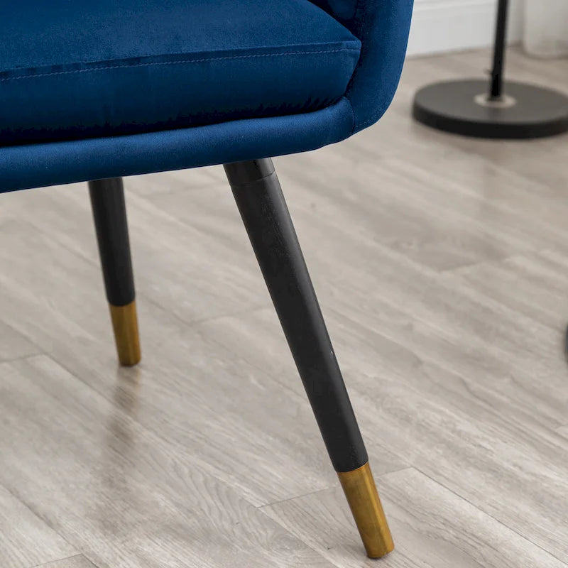 Velvet Barrel Accent Chair with Solid Wood Legs