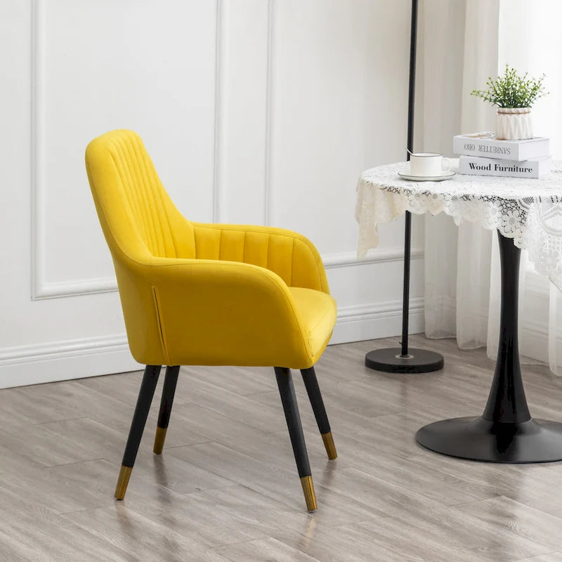 Velvet Barrel Accent Chair with Solid Wood Legs