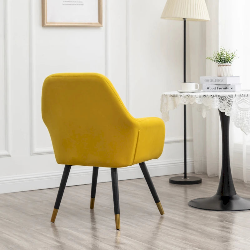 Velvet Barrel Accent Chair with Solid Wood Legs