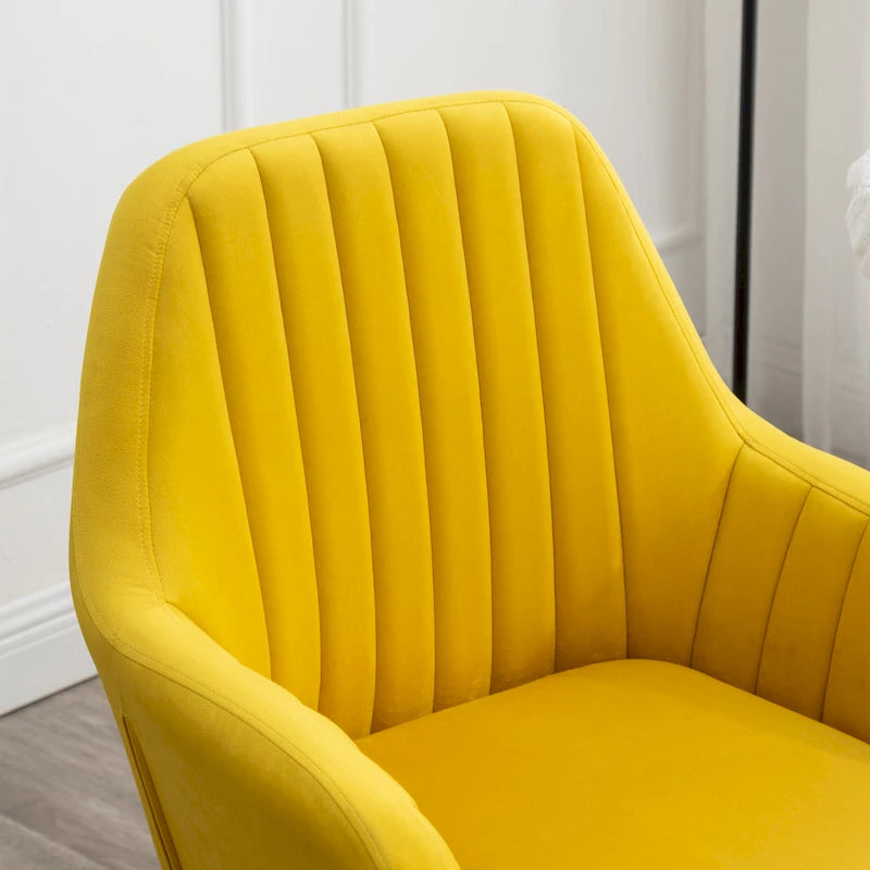 Velvet Barrel Accent Chair with Solid Wood Legs