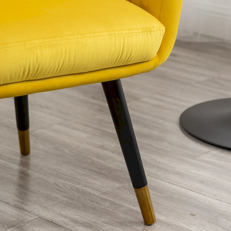 Velvet Barrel Accent Chair with Solid Wood Legs