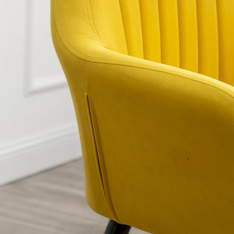 Velvet Barrel Accent Chair with Solid Wood Legs