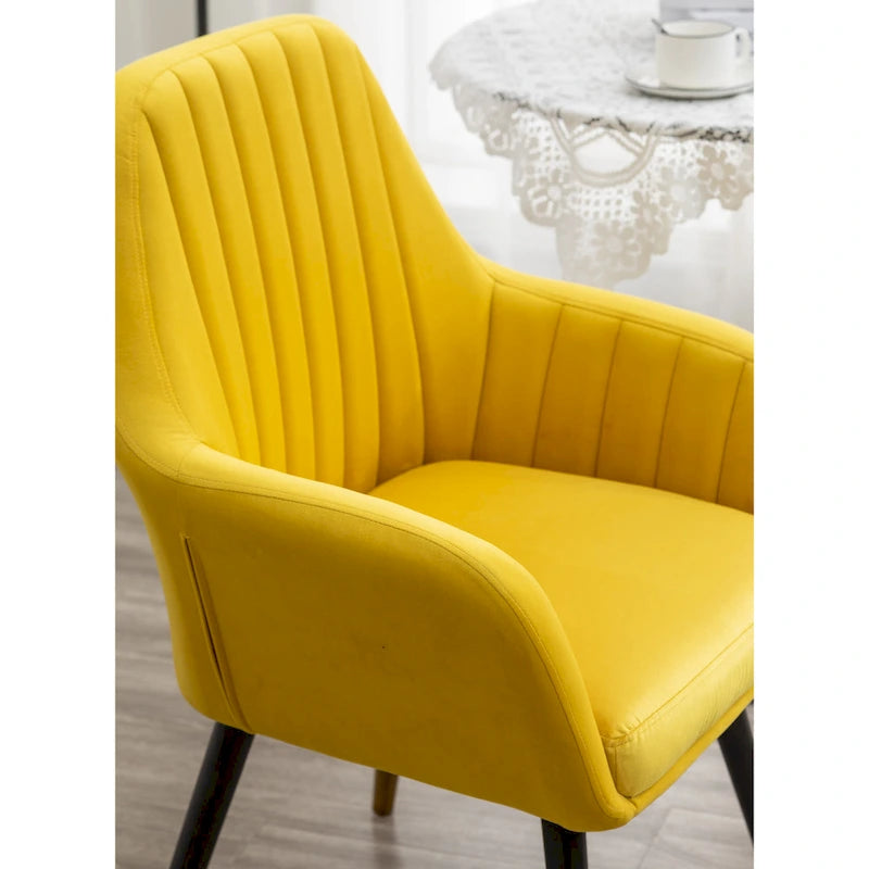 Velvet Barrel Accent Chair with Solid Wood Legs