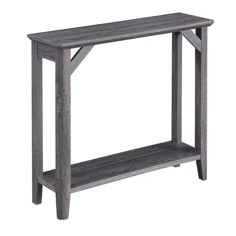 Rustic Hall Table with 2-Tier Shelving and Tapered Legs