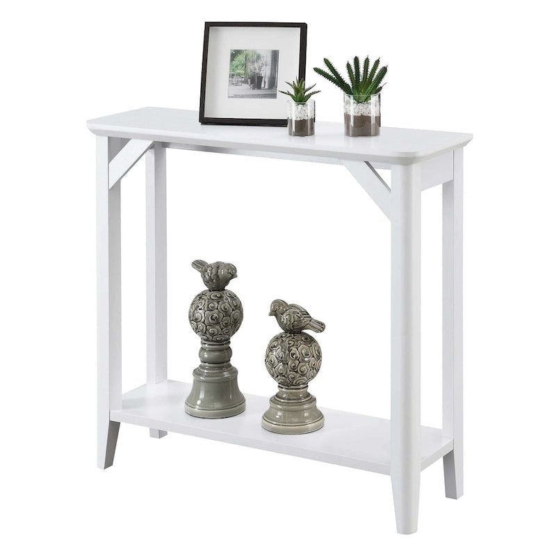 Rustic Hall Table with 2-Tier Shelving and Tapered Legs