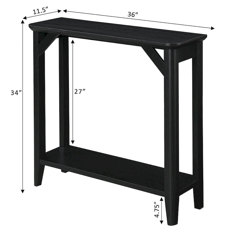 Rustic Hall Table with 2-Tier Shelving and Tapered Legs