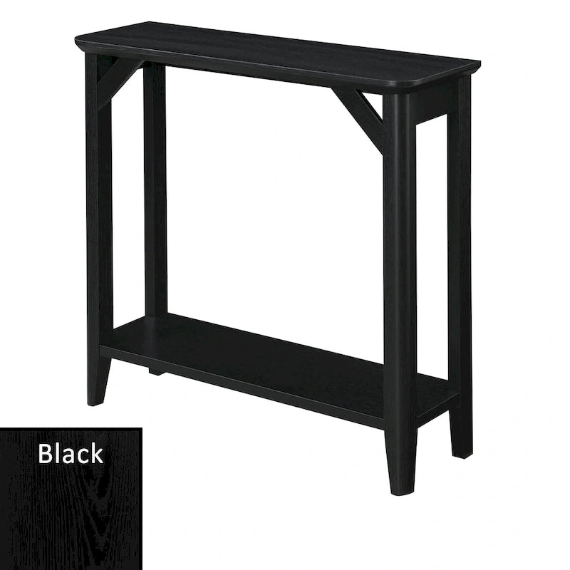 Rustic Hall Table with 2-Tier Shelving and Tapered Legs