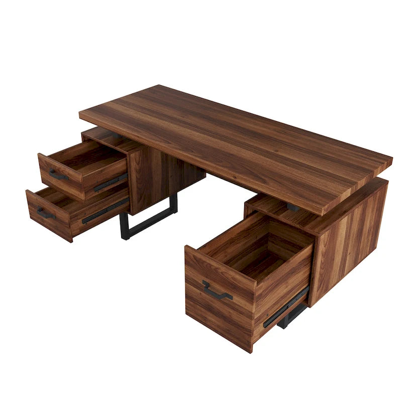 59-Inch Home Office Desk with File Drawer and Storage Drawers