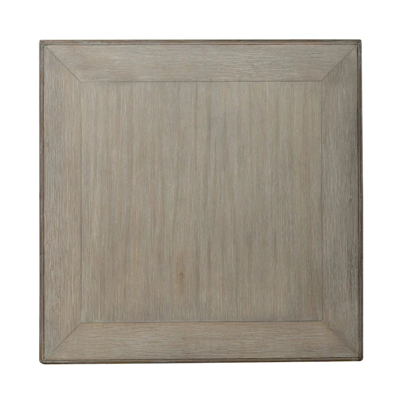 Wire-Brushed Gray Top End Table with Bottom Shelf and Tapered Legs