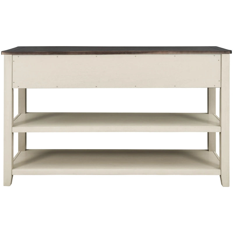 Mid-Century Console Table with 3 Drawers and Open Shelves