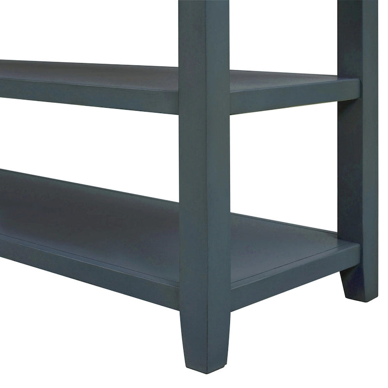 Mid-Century Console Table with 3 Drawers and Open Shelves