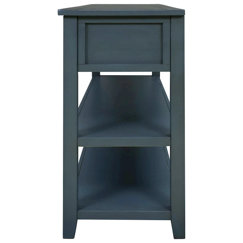 Mid-Century Console Table with 3 Drawers and Open Shelves