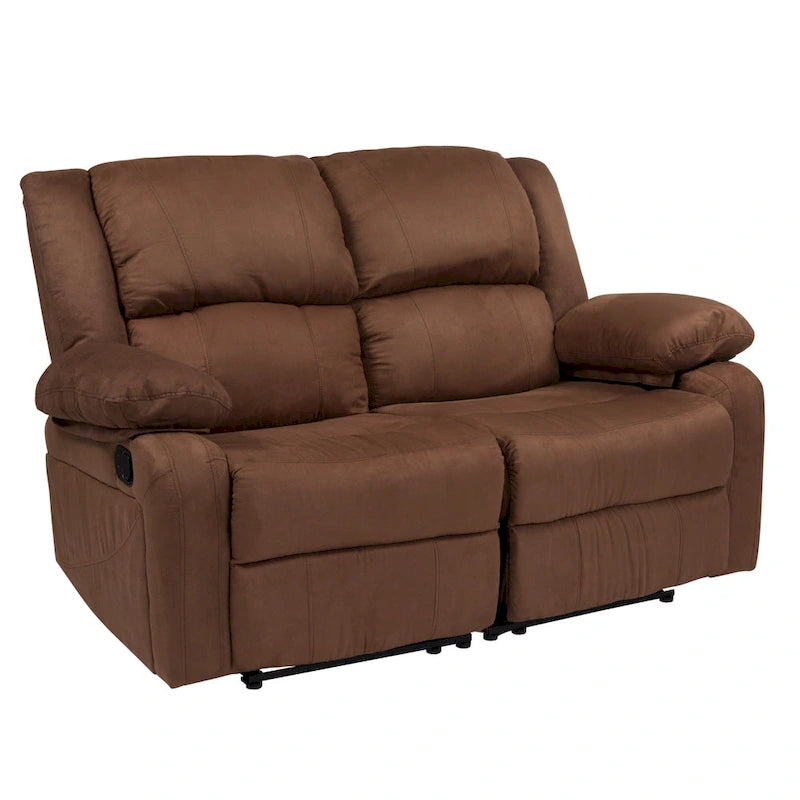 Double Recliner Loveseat Sofa with Plush Headrests and Pillowtop Armrests
