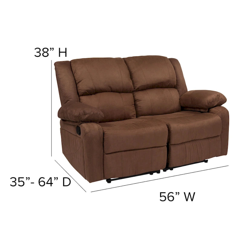Doppelter Relaxsessel-Zweisitzer mit weichen Kopfstützen und Armlehnen mit Pillowtop-Polsterung
