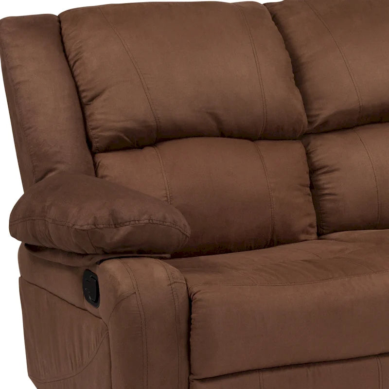 Double Recliner Loveseat Sofa with Plush Headrests and Pillowtop Armrests