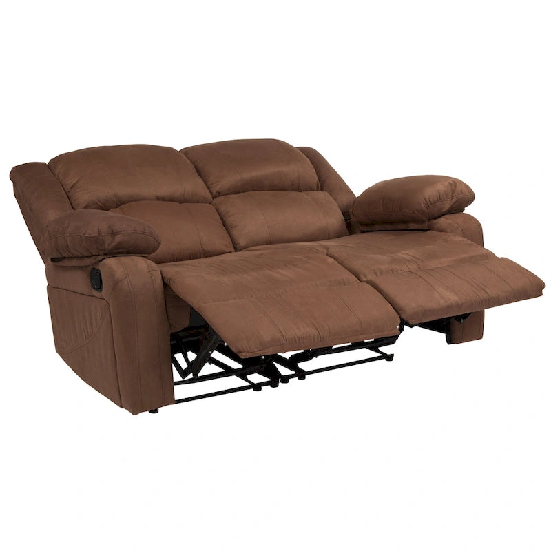Double Recliner Loveseat Sofa with Plush Headrests and Pillowtop Armrests