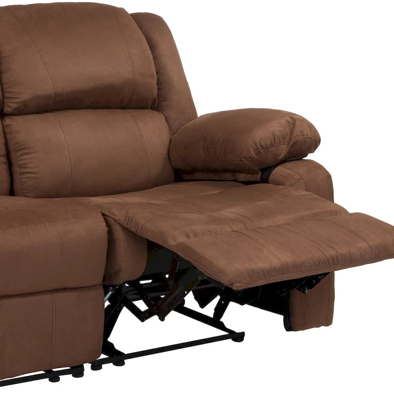 Double Recliner Loveseat Sofa with Plush Headrests and Pillowtop Armrests