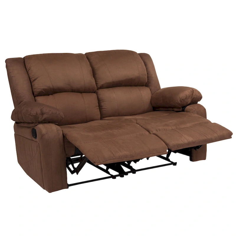 Double Recliner Loveseat Sofa with Plush Headrests and Pillowtop Armrests