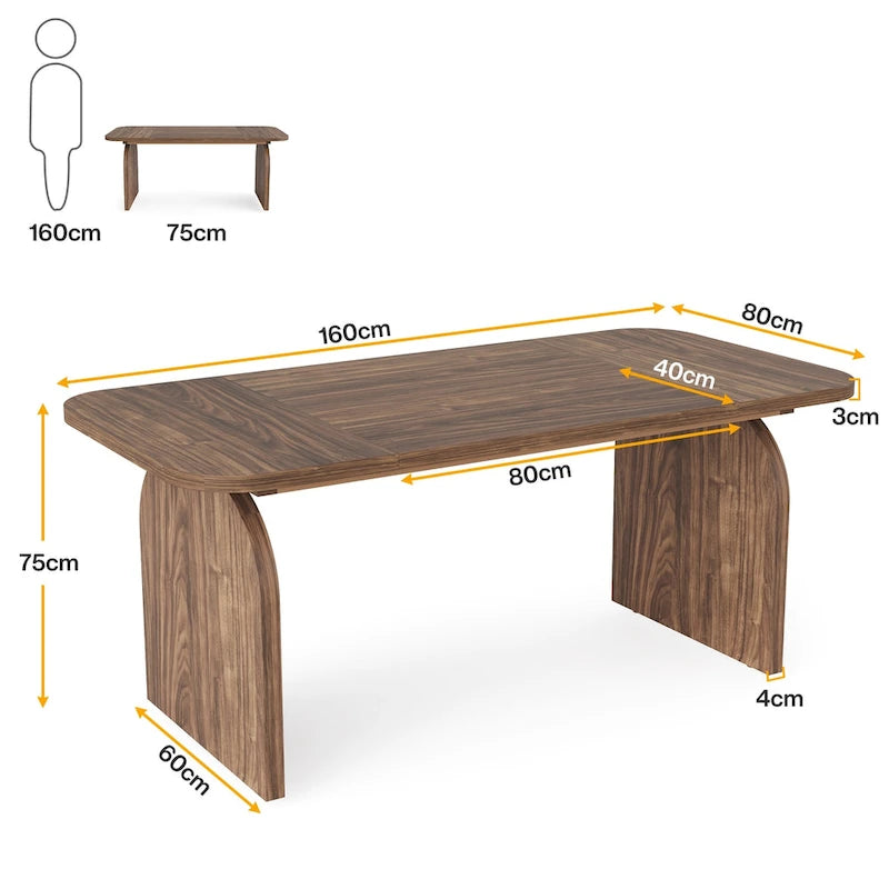 Esstisch aus Holz im Retro-Stil für 4 bis 6 Personen mit abgerundeten Ecken
