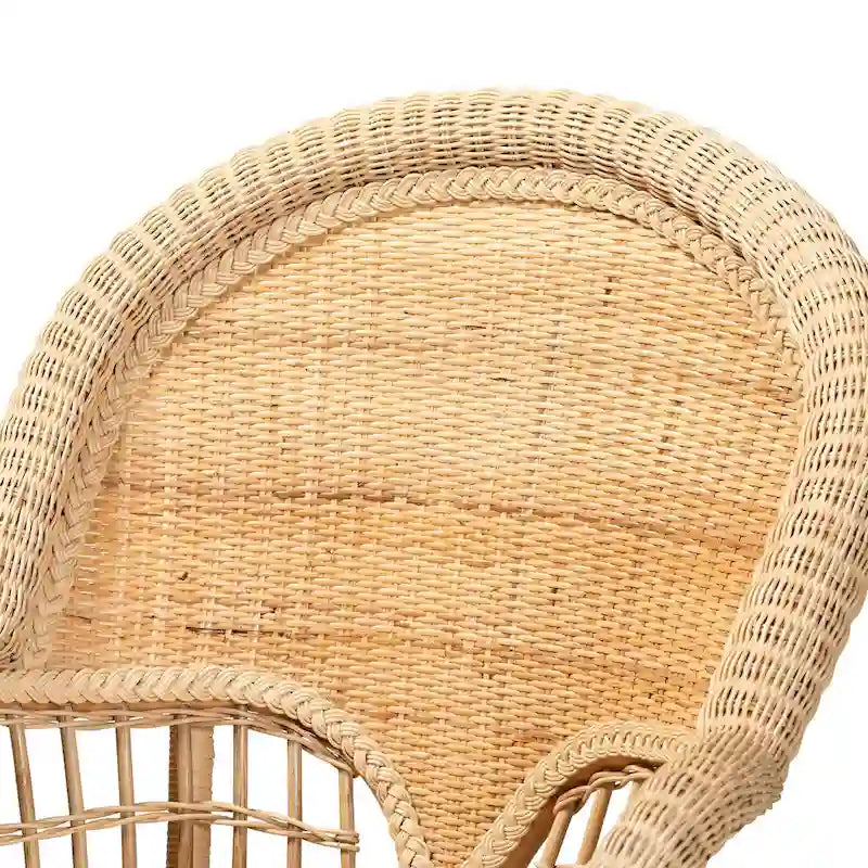 Natural Rattan Accent Chair – Bohemian Round Back