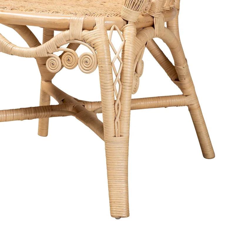 Natural Rattan Accent Chair – Bohemian Round Back