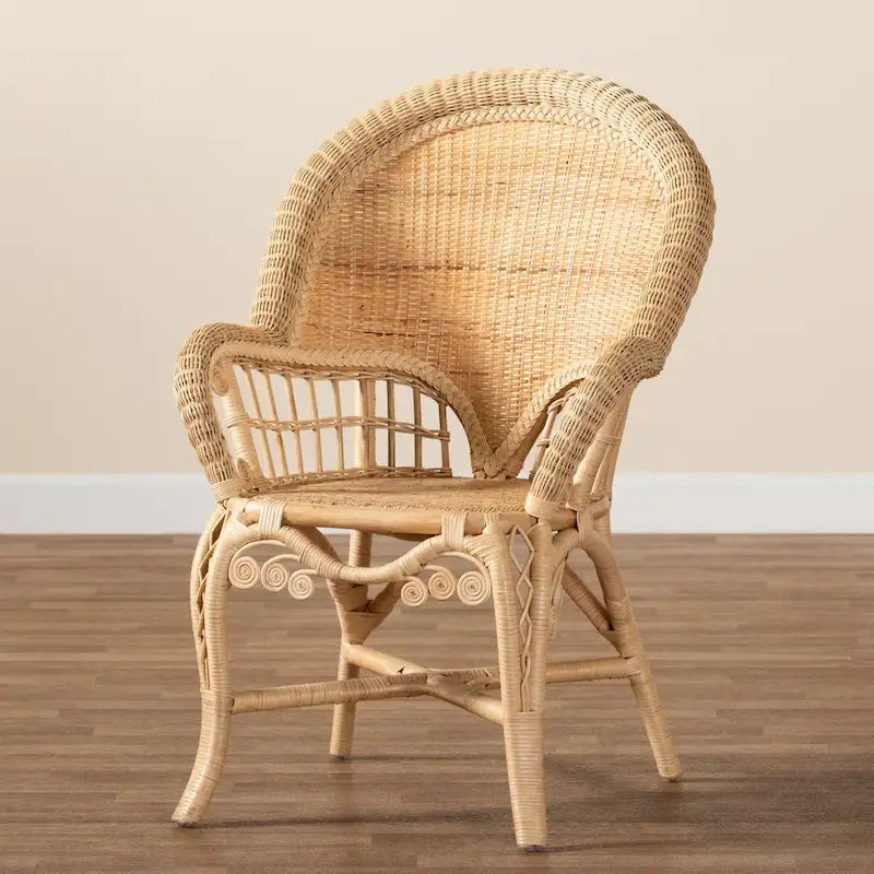 Natural Rattan Accent Chair – Bohemian Round Back