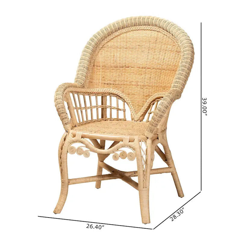 Natural Rattan Accent Chair – Bohemian Round Back