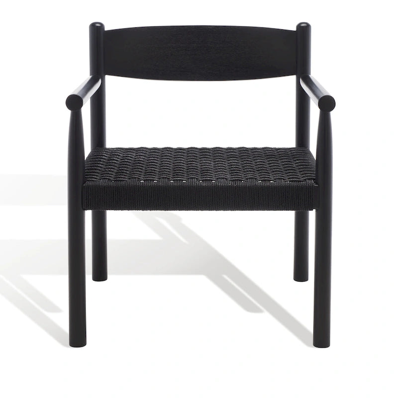 Danish Rope Woven Accent Chair with Carved Teak Wood Frame