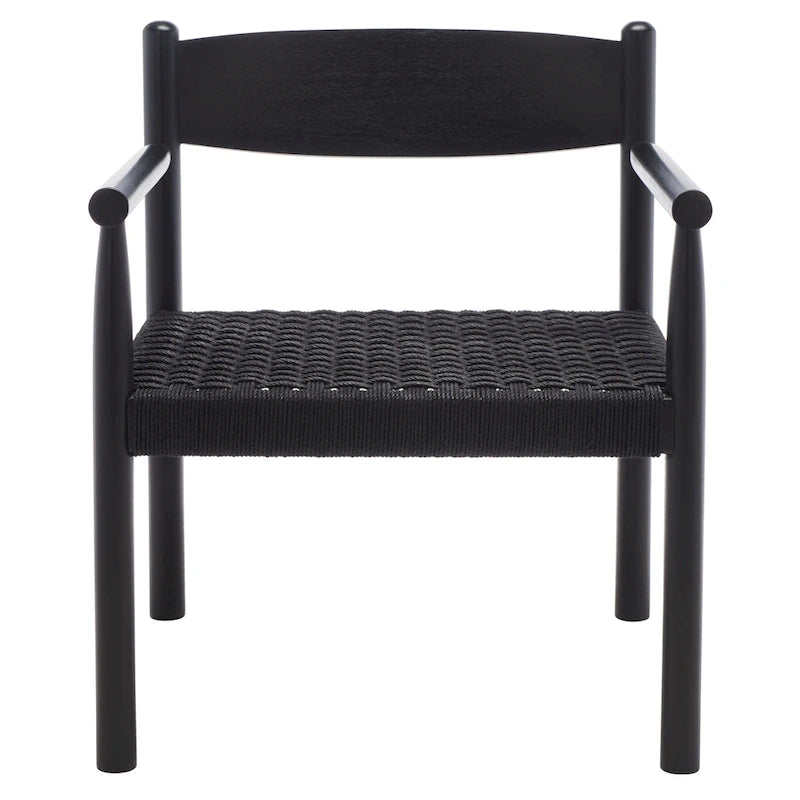 Danish Rope Woven Accent Chair with Carved Teak Wood Frame