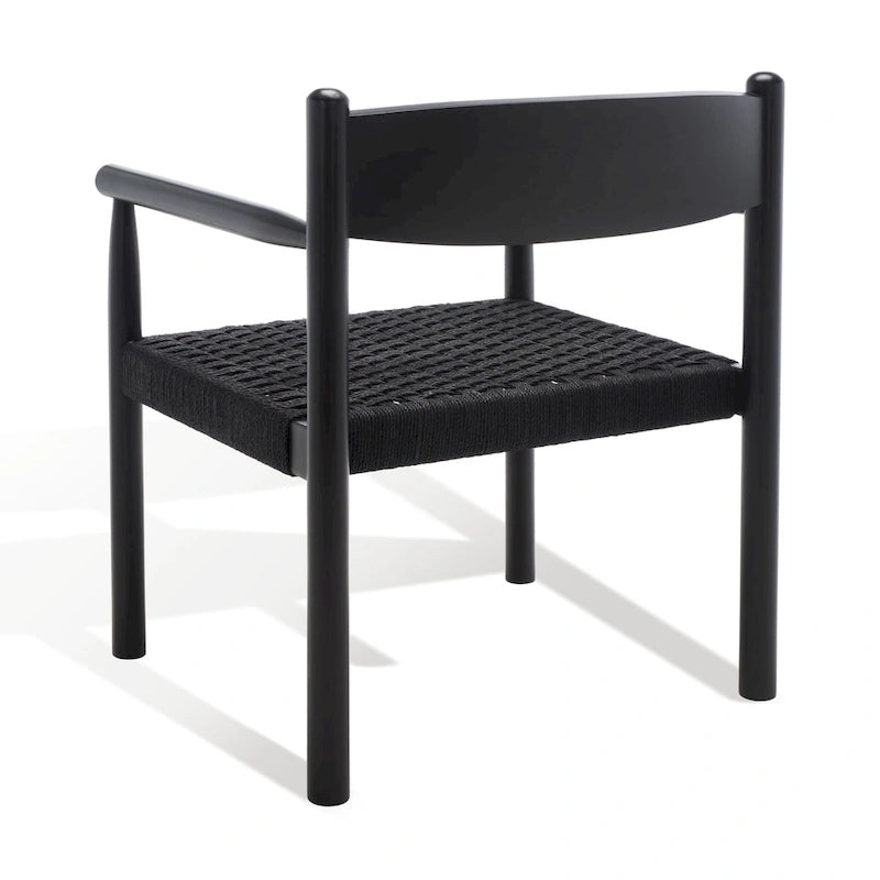 Danish Rope Woven Accent Chair with Carved Teak Wood Frame
