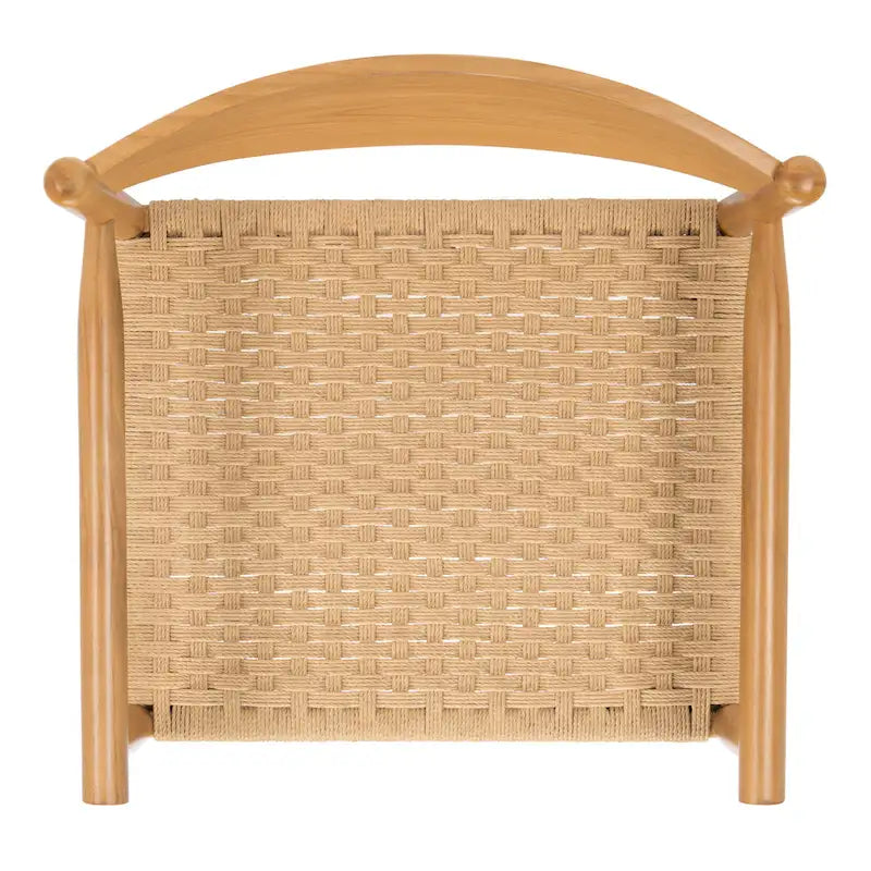 Danish Rope Woven Accent Chair with Carved Teak Wood Frame