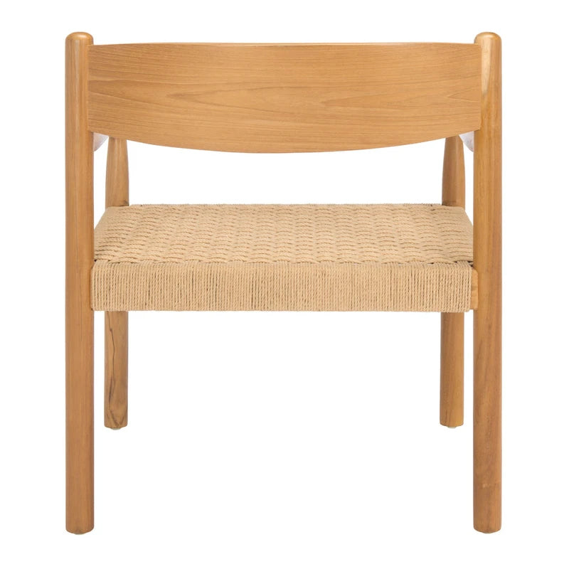 Danish Rope Woven Accent Chair with Carved Teak Wood Frame