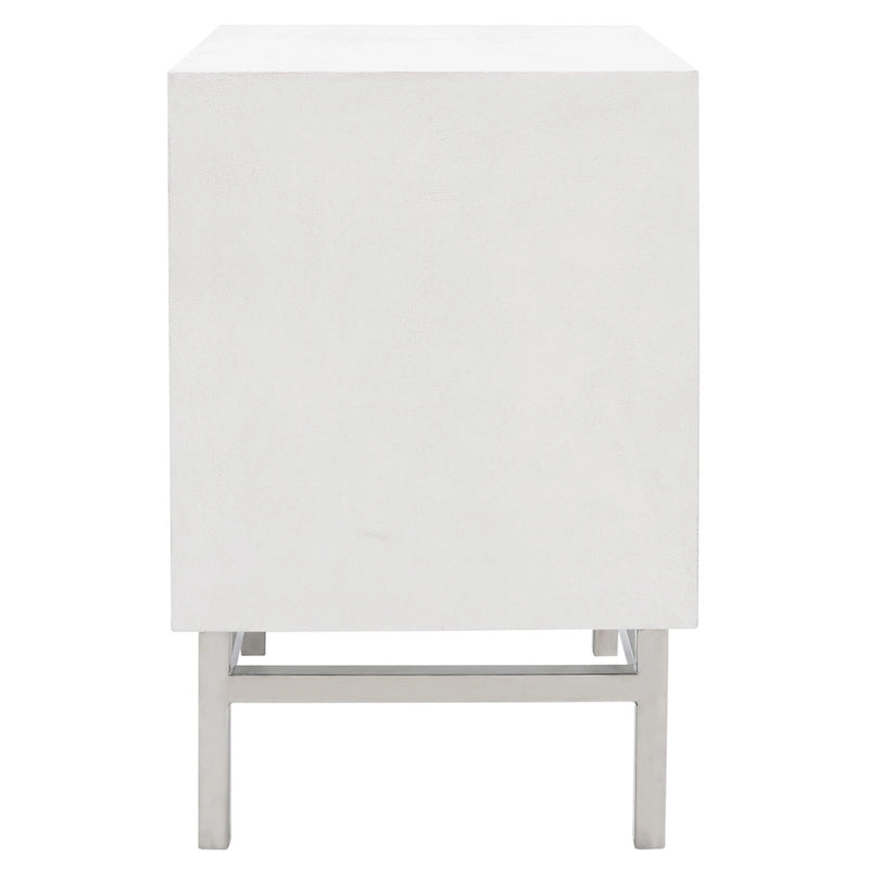 Art Deco Faux Shagreen 2-Drawer Nightstand with Silver Legs