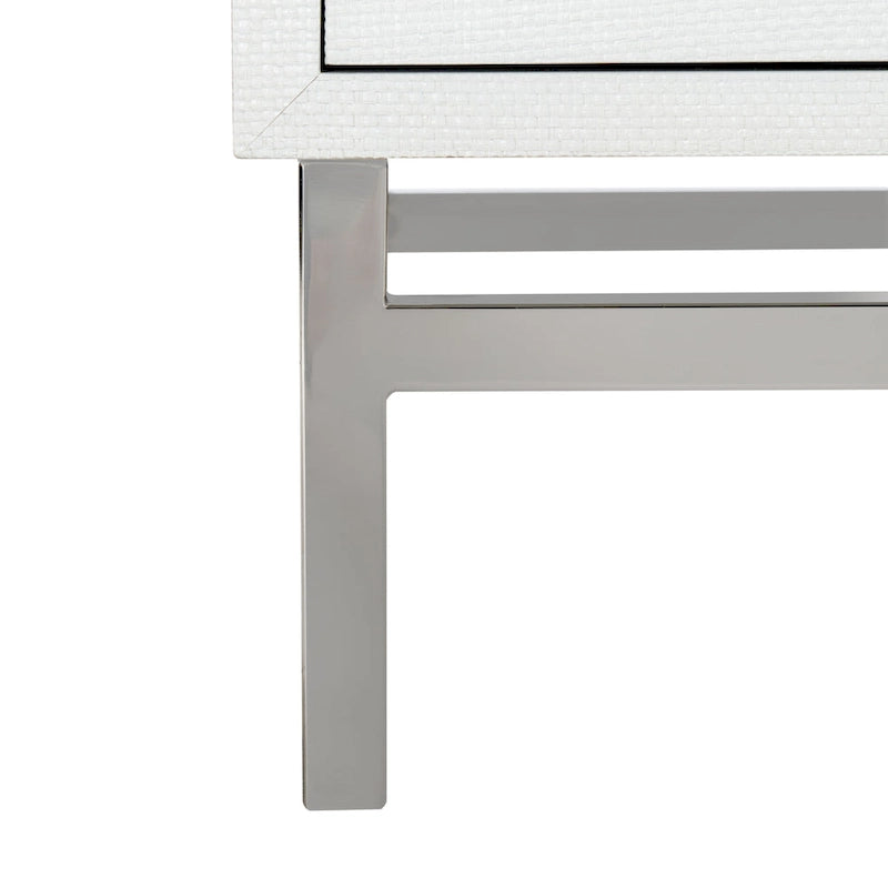 Art Deco Faux Shagreen 2-Drawer Nightstand with Silver Legs