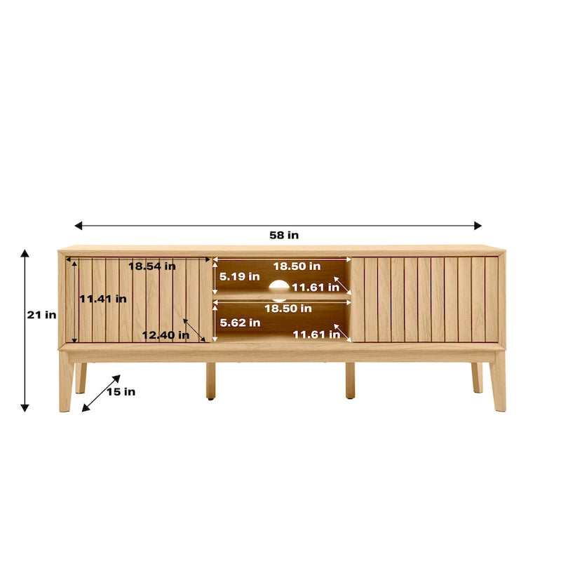 58" Sliding Door TV Stand with Storage – Fits TVs up to 65"
