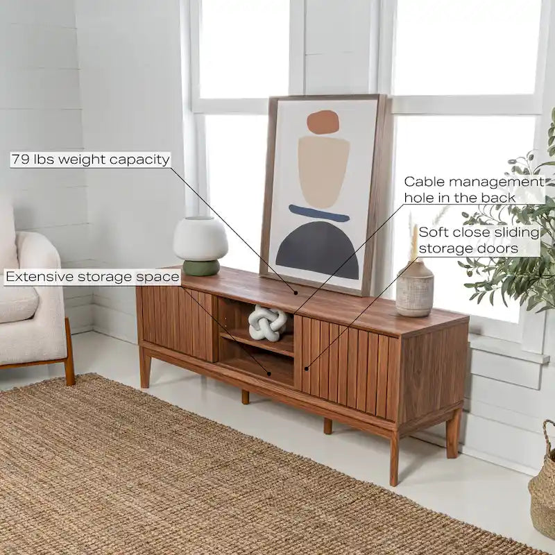 58" Sliding Door TV Stand with Storage – Fits TVs up to 65"