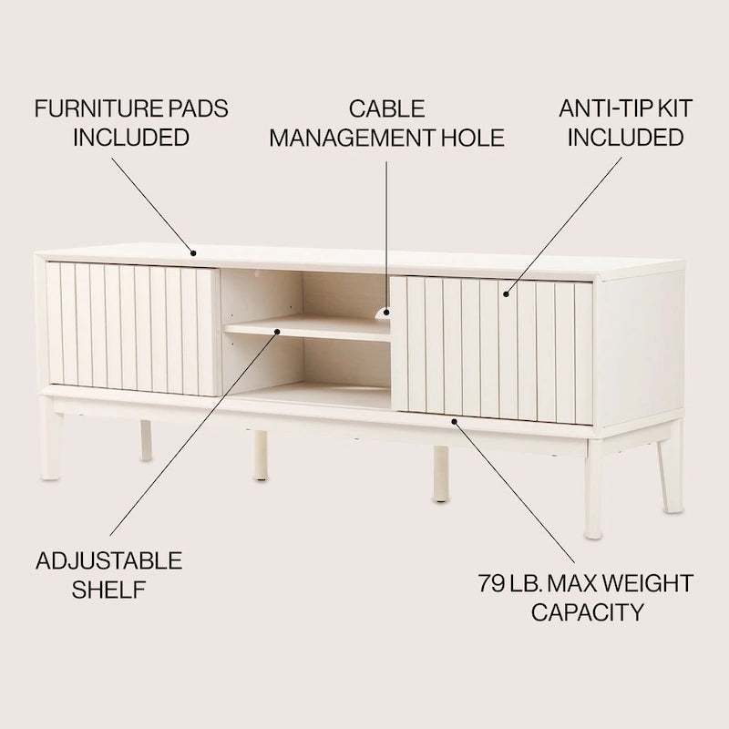 58" Sliding Door TV Stand with Storage – Fits TVs up to 65"