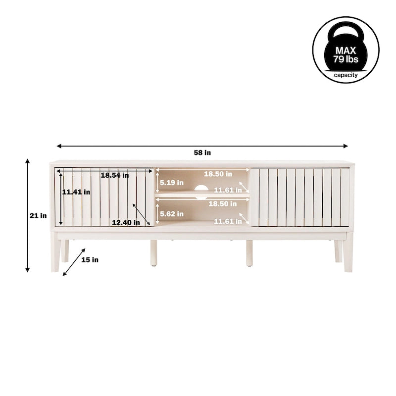 58" Sliding Door TV Stand with Storage – Fits TVs up to 65"
