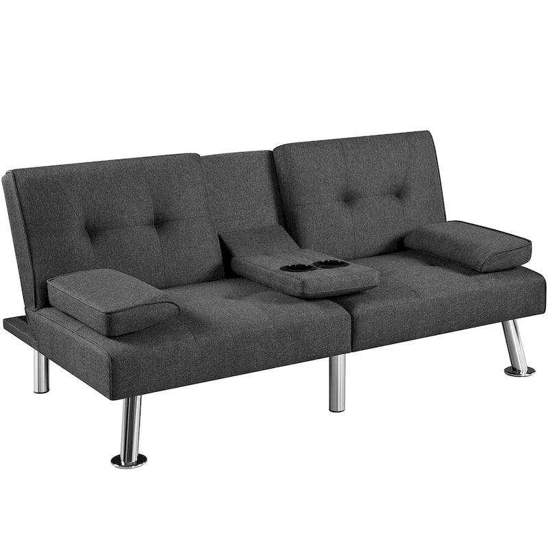 Schlafsofa-Futon mit verstellbarer Rückenlehne und Getränkehalter-Ablage