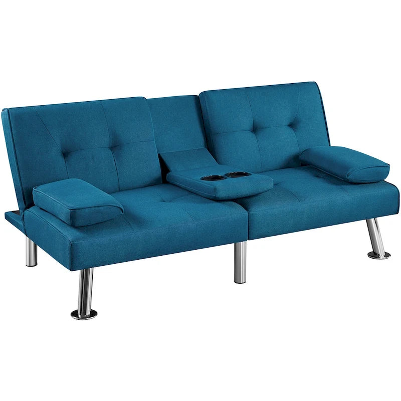 Schlafsofa-Futon mit verstellbarer Rückenlehne und Getränkehalter-Ablage