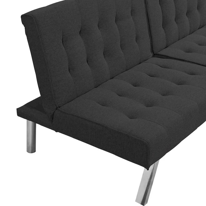 Convertible Fabric Sofa Bed with Reclining Backrest