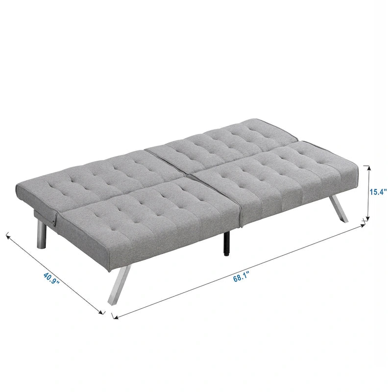 Convertible Fabric Sofa Bed with Reclining Backrest