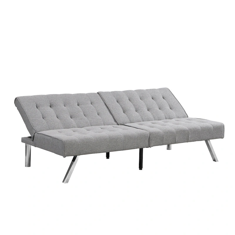 Convertible Fabric Sofa Bed with Reclining Backrest