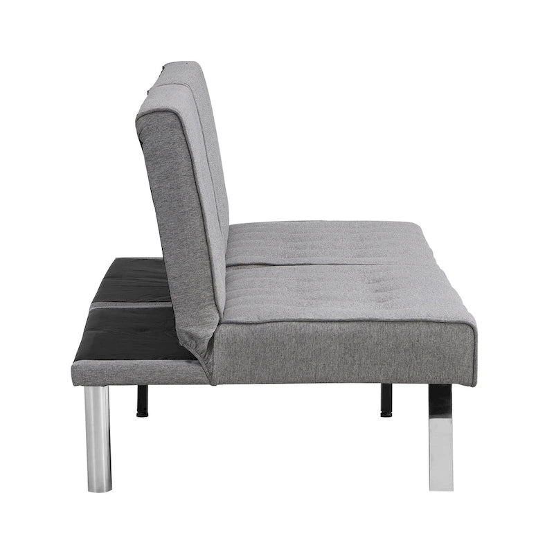 Convertible Fabric Sofa Bed with Reclining Backrest