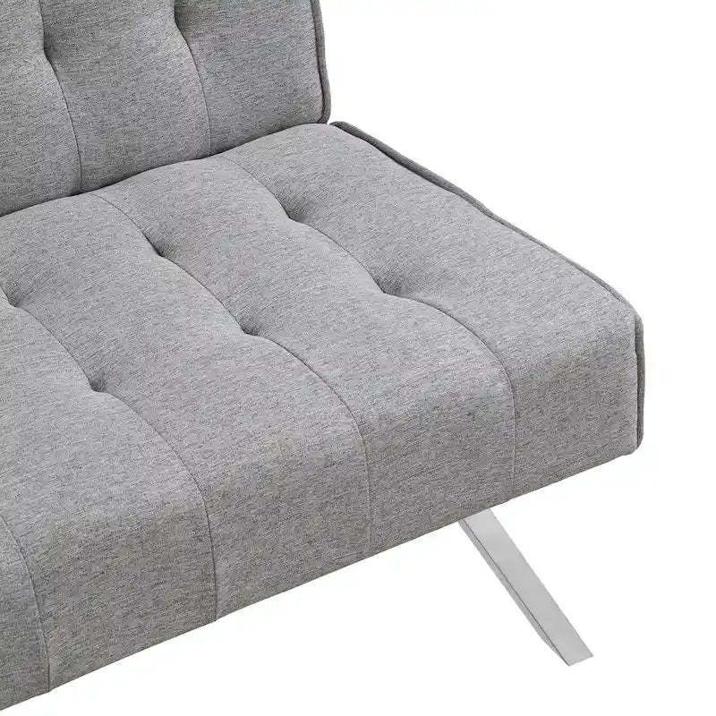 Convertible Fabric Sofa Bed with Reclining Backrest