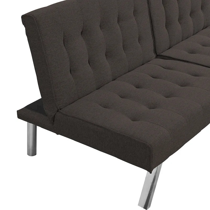 Convertible Fabric Sofa Bed with Reclining Backrest