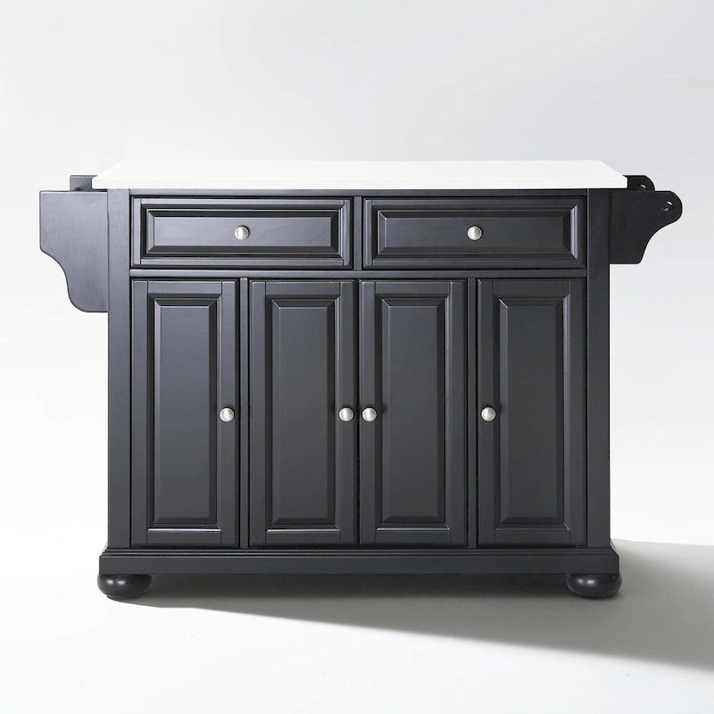 Granite Top Full-Size Kitchen Island with Cabinets and Drawers