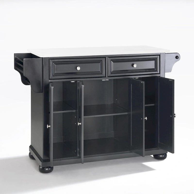 Granite Top Full-Size Kitchen Island with Cabinets and Drawers